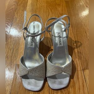 Caparros Shimmer Silver Heels- Size 7